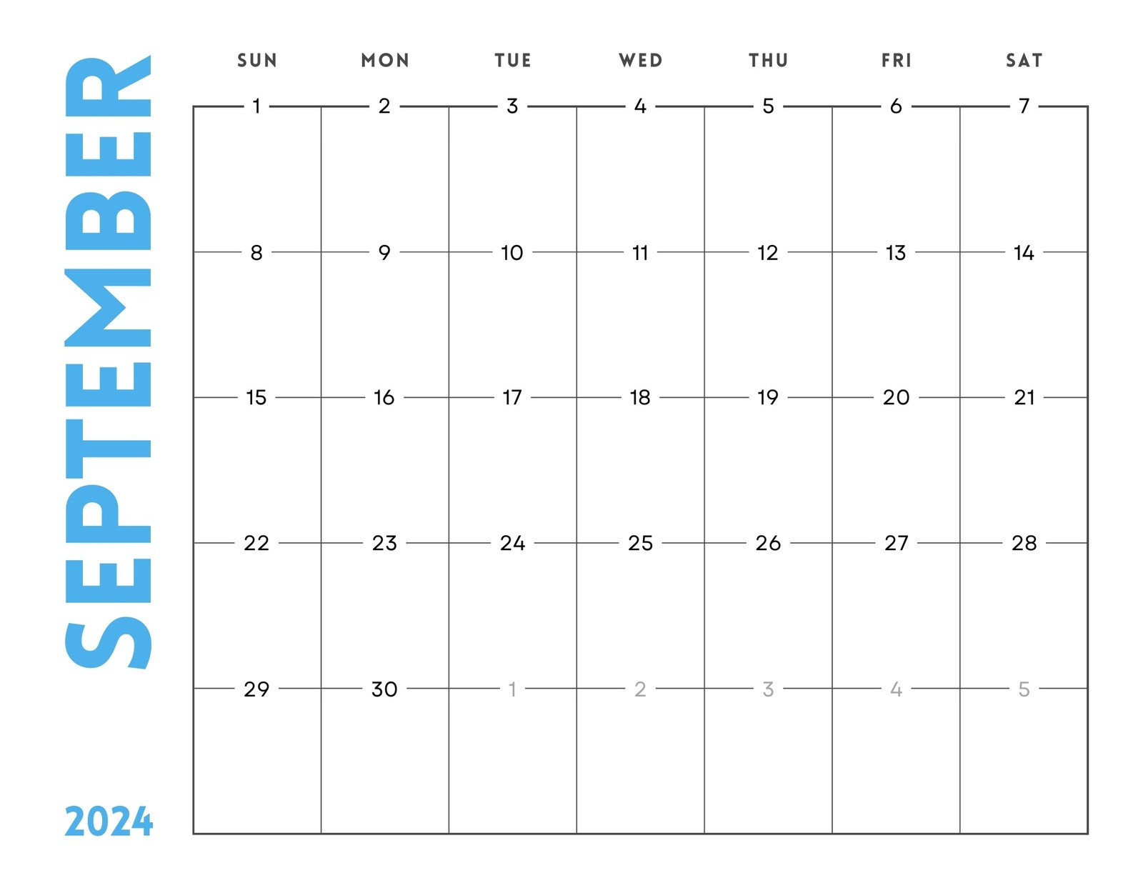 Free Printable September 2024 Calendar Templates | Canva with regard to September 2024 Calendar With Lines