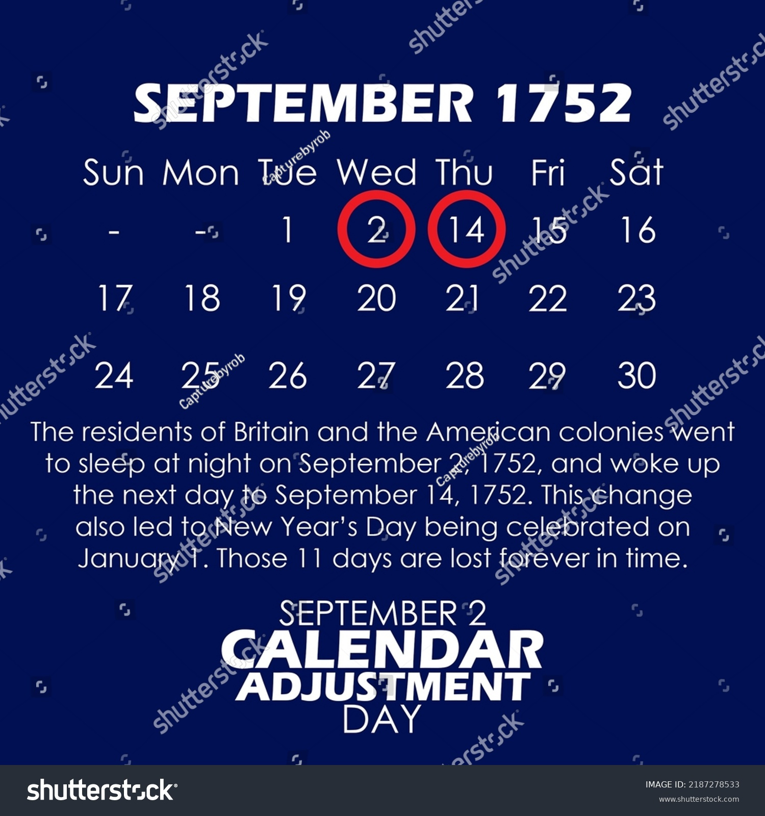 Illustration Calendar Year 1752 September Bold Stock Vector for 1752 September Month Calendar