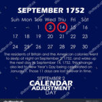 Illustration Calendar Year 1752 September Bold Stock Vector Inside Calendar 1752 September Month