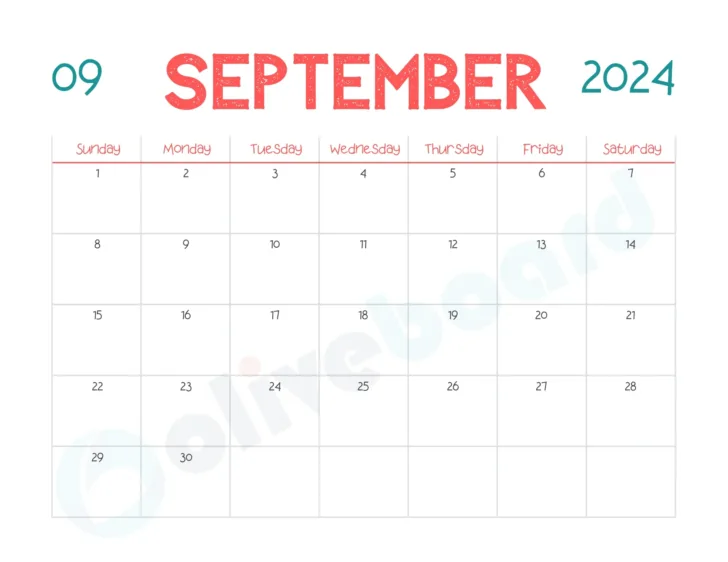 Calendar of Events for September 2024