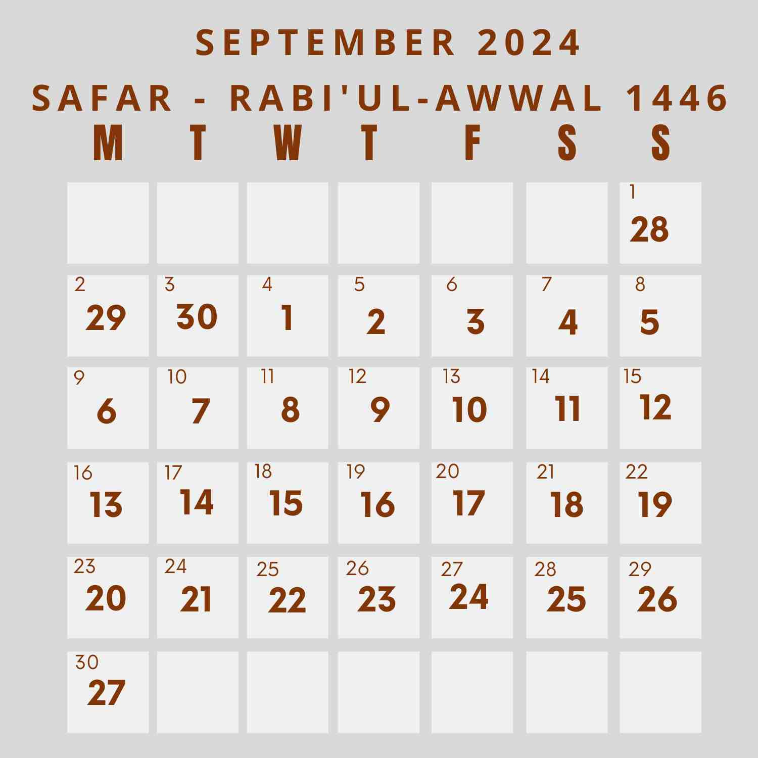 Islamic Calendar 2024 - Khwajadarbar within September 2024 Islamic Calendar