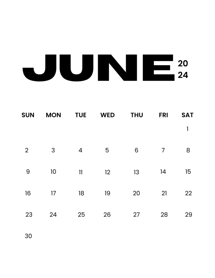 Calendar June-September 2024