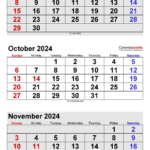 October 2024 Calendar | Templates For Word, Excel And Pdf For Printable Calendar October 2024 To September 2024