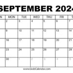 Printable September 2024 Calendar For 2024 September Printable Calendar