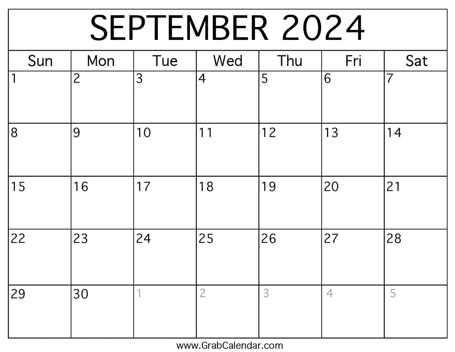 Printable September 2024 Calendar for September 2024 Calendar With Events