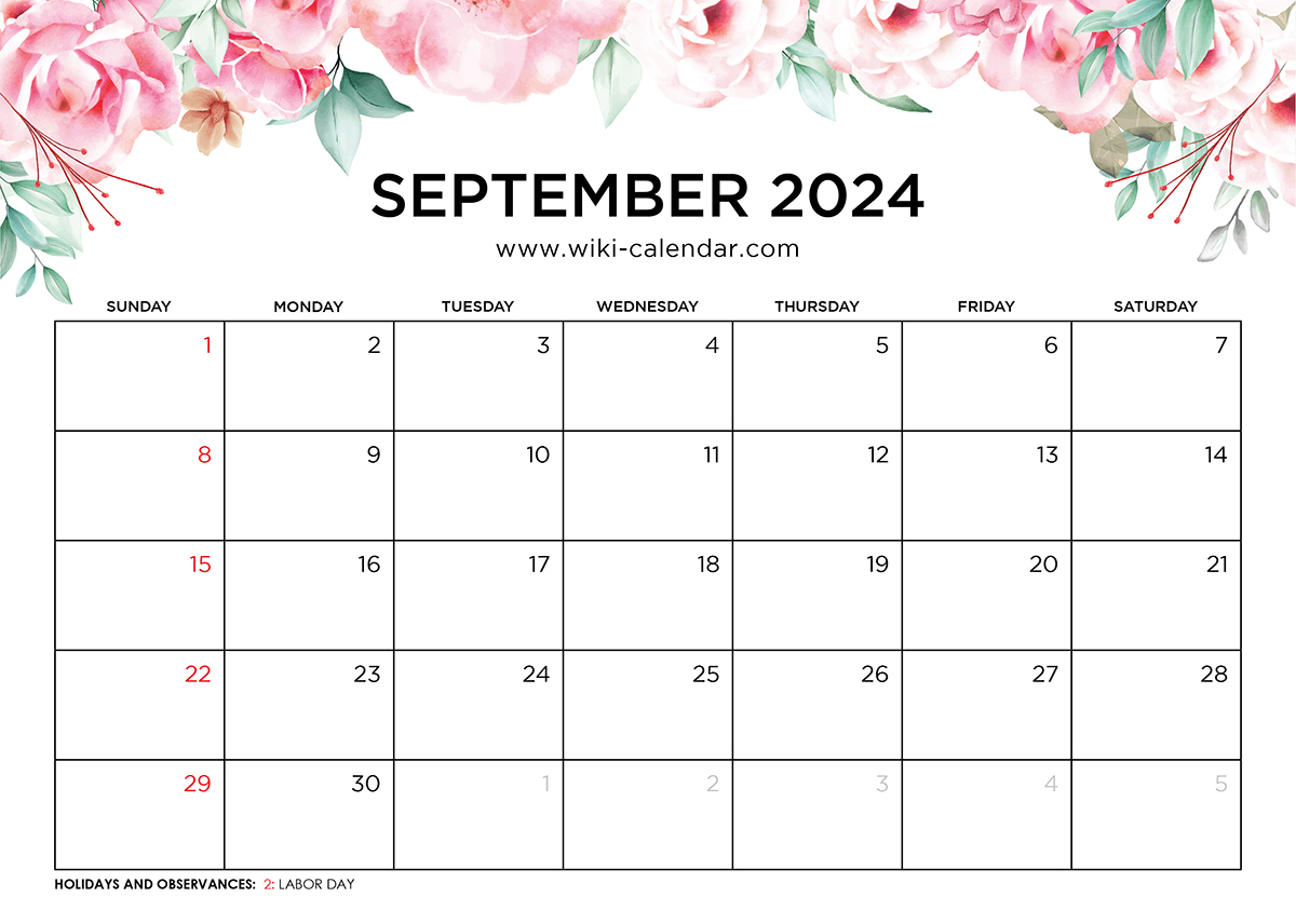 Printable September 2024 Calendar Templates With Holidays for 2024 September Calendar Printable