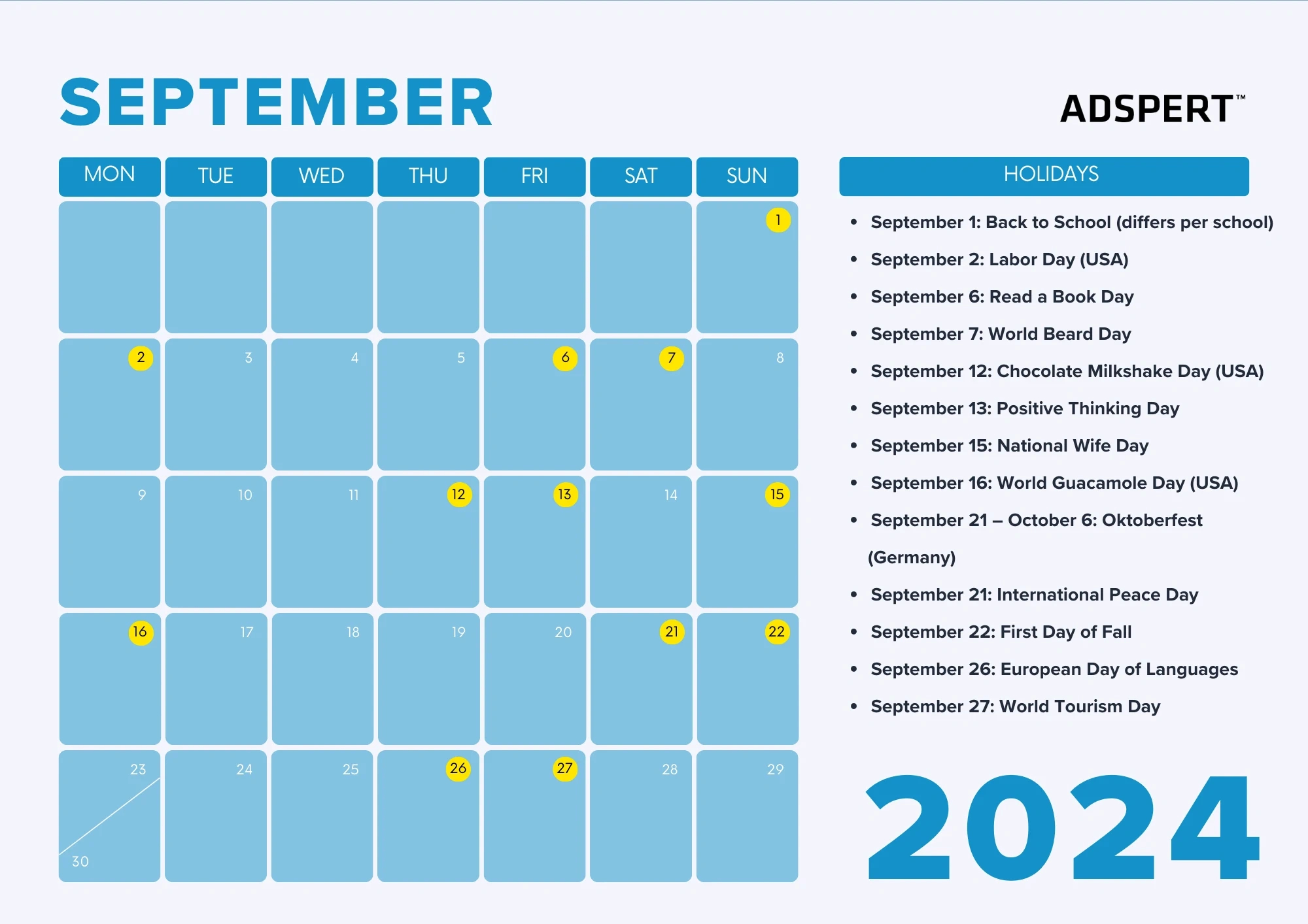 Retail Calendar 2024 For Ecommerce (International) for September Content Calendar 2024