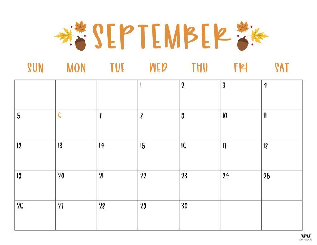 September 2021 Calendars - 15 Free Printables | Printabulls intended for September Holiday Calendar 2024