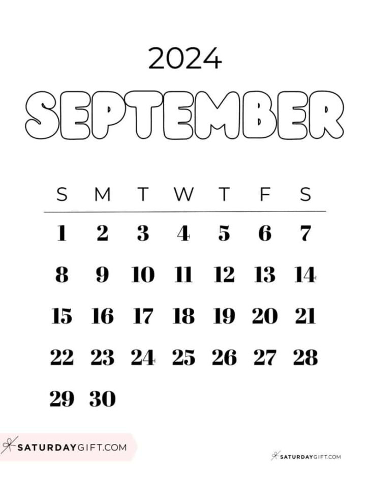 Free Cute Printable Calendar September 2024