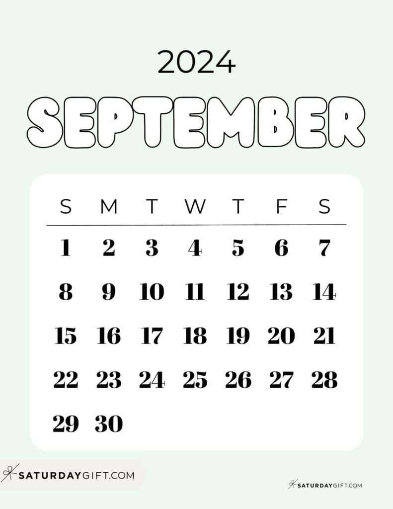 September 2024 Calendar - 20 Cute &amp;amp; Free Printables | Saturdaygift pertaining to September 2024 Aesthetic Calendar