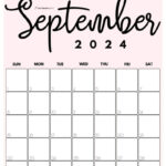 September 2024 Calendar   20 Cute & Free Printables | Saturdaygift Regarding September Calendar 2024 Pink