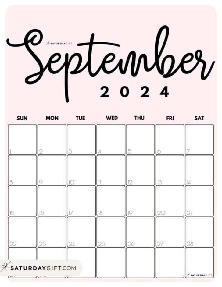 September Calendar 2024 Pink