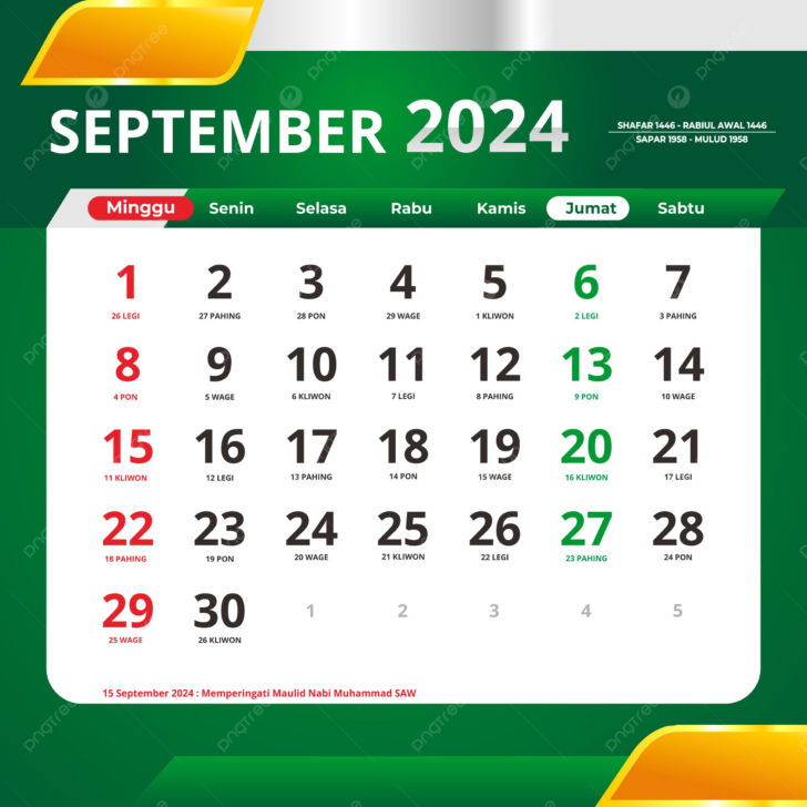 Calendar September 2024 With Holidays