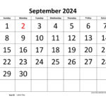 September 2024 Calendar Designed With Large Font (Horizontal For Large September 2024 Calendar