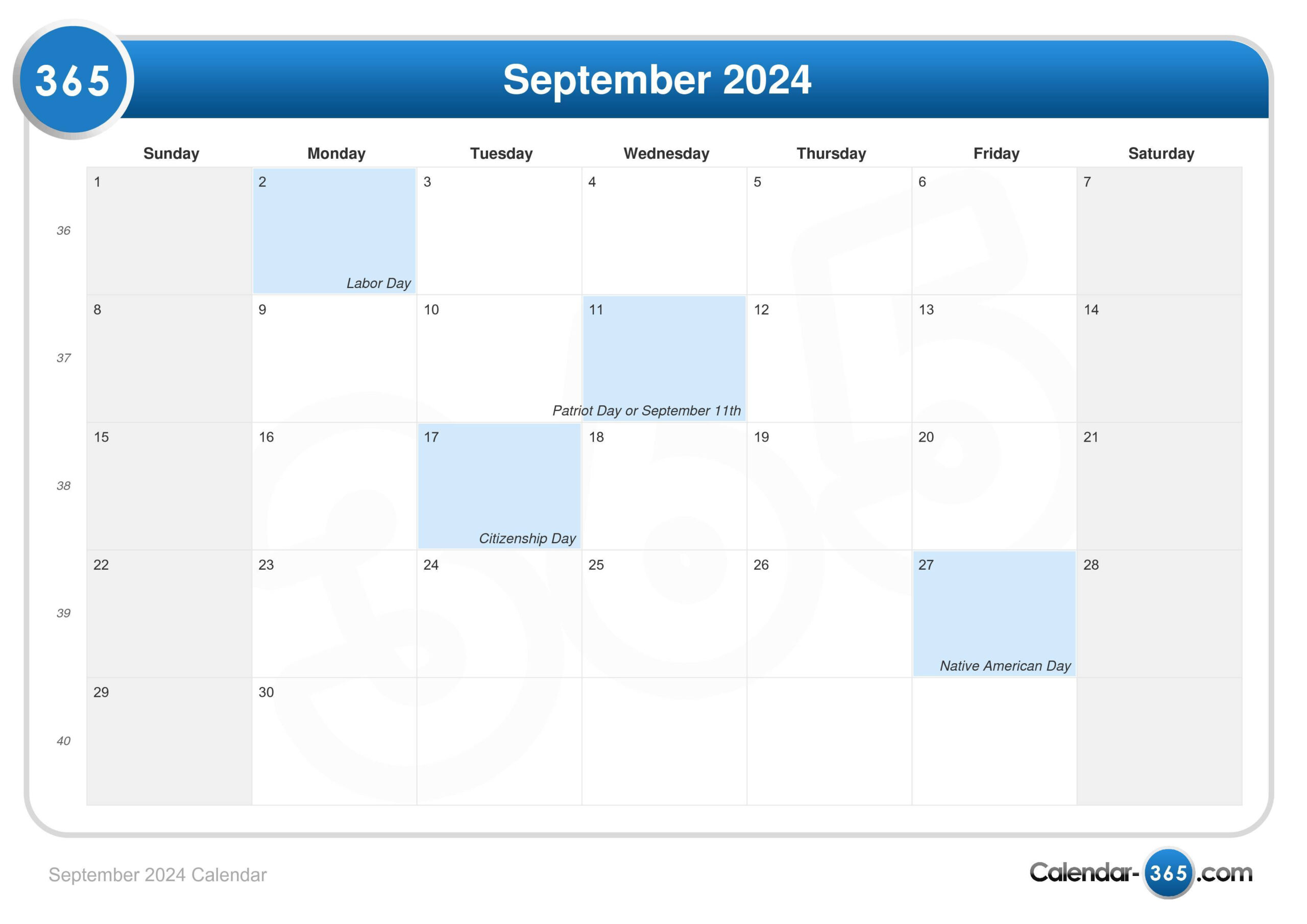 September 2024 Calendar in Vegas Calendar September 2024