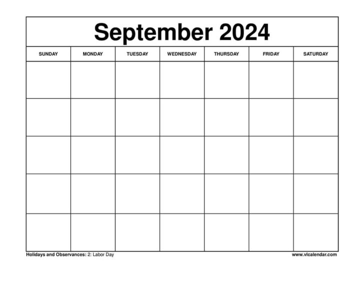 September 2024 Printable Blank Calendar