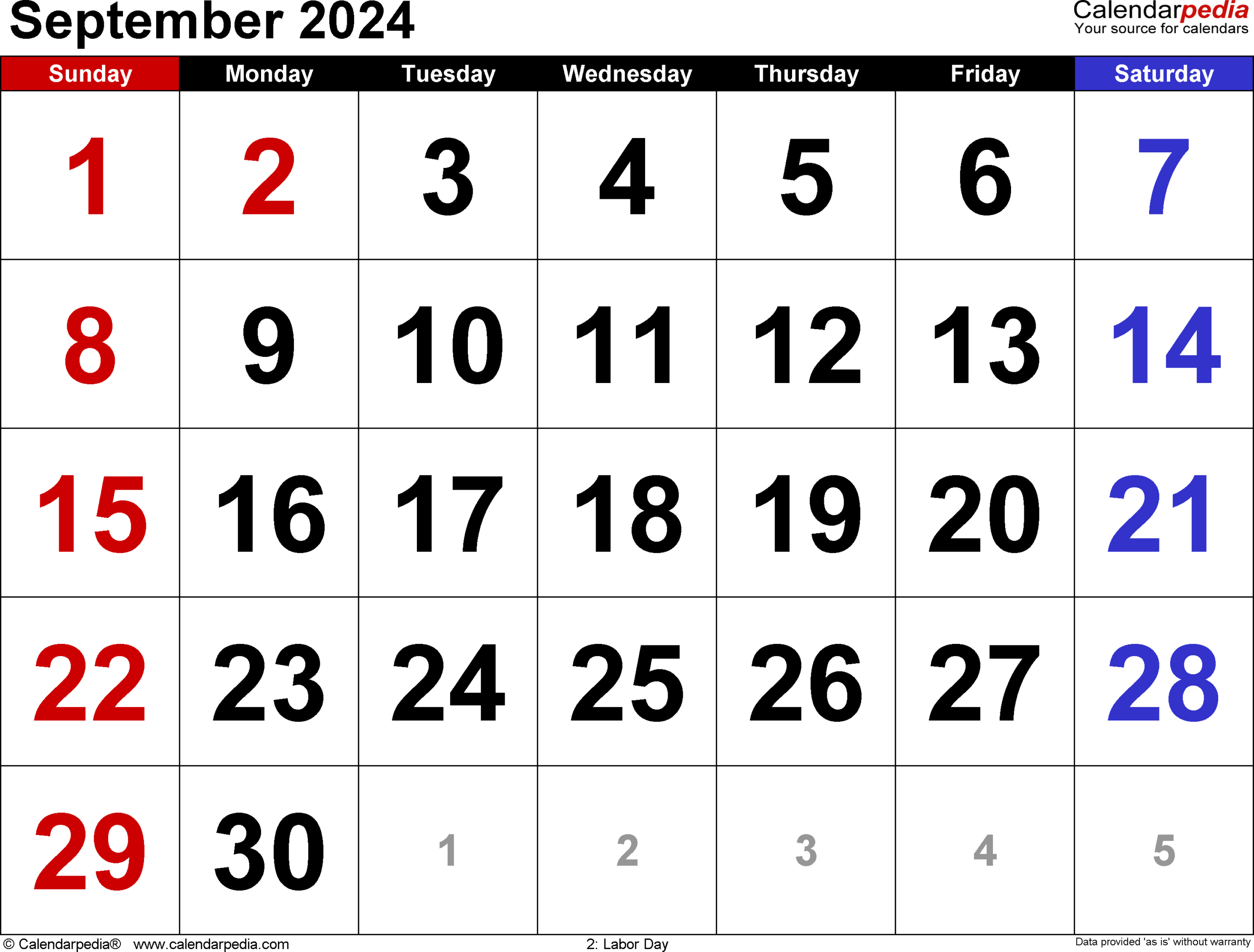 September 2024 Calendar | Templates For Word, Excel And Pdf for Calendar 2024 September