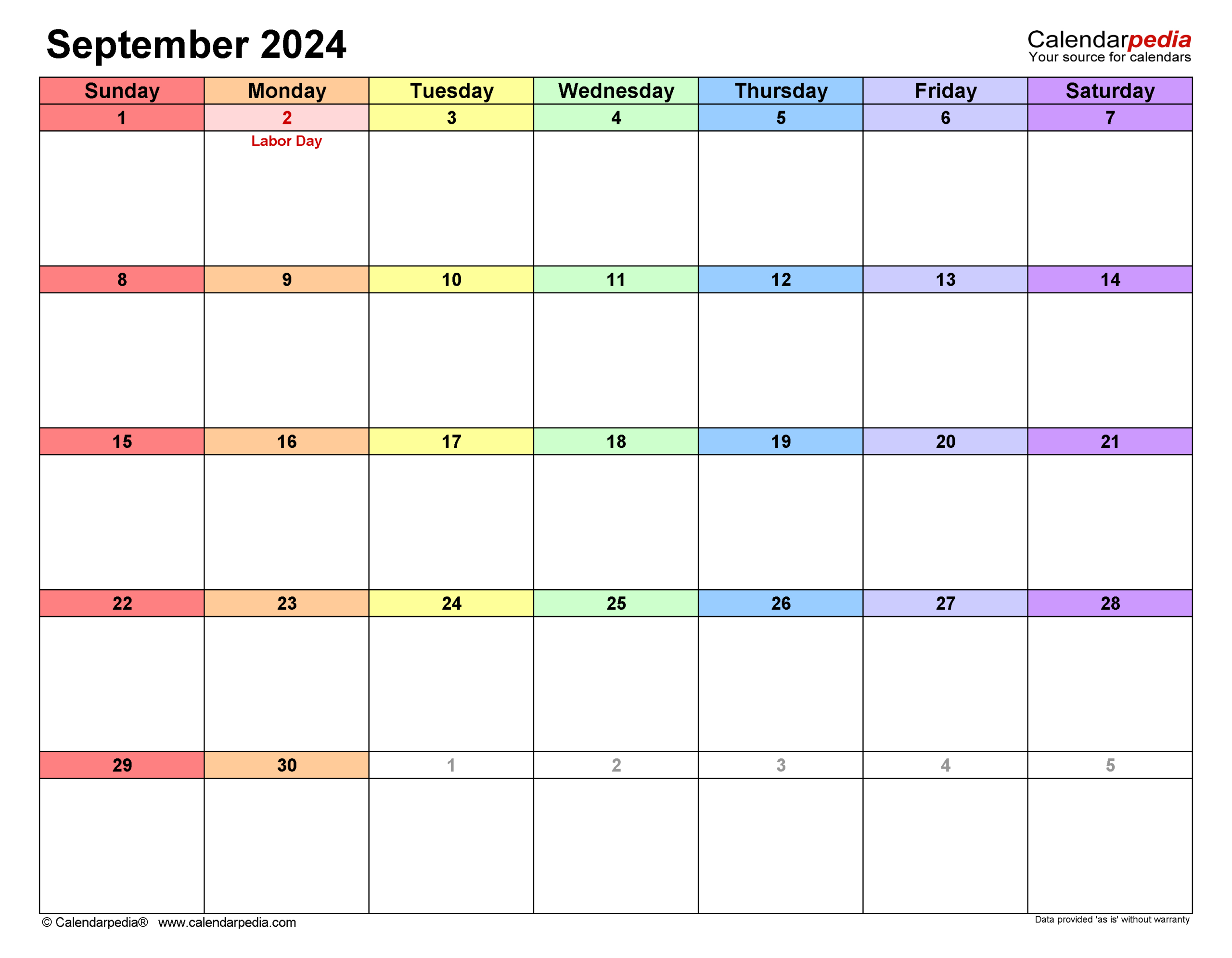 September 2024 Calendar | Templates For Word, Excel And Pdf for Editable September 2024 Calendar