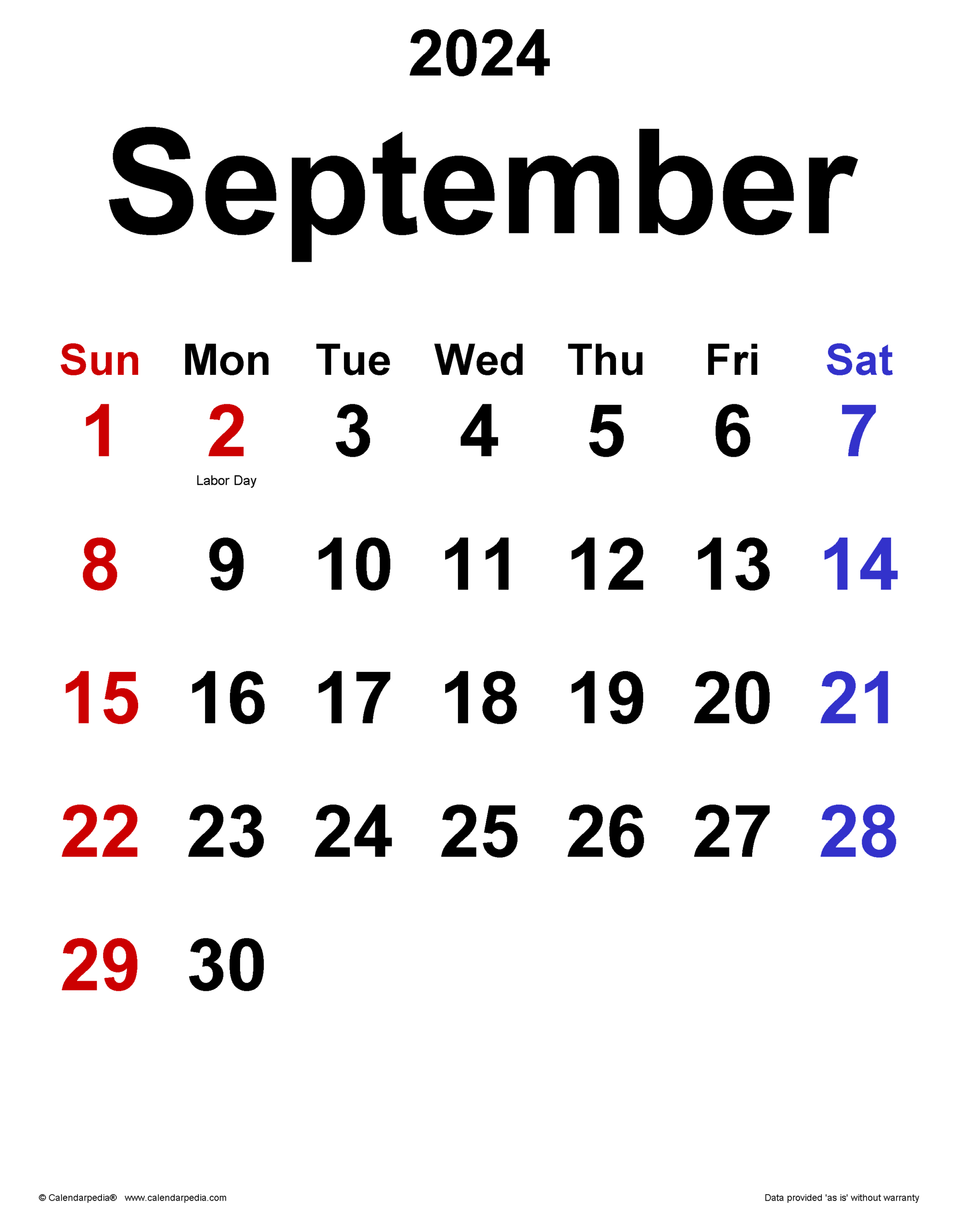 September 2024 Calendar | Templates For Word, Excel And Pdf in September 2024 Month Calendar