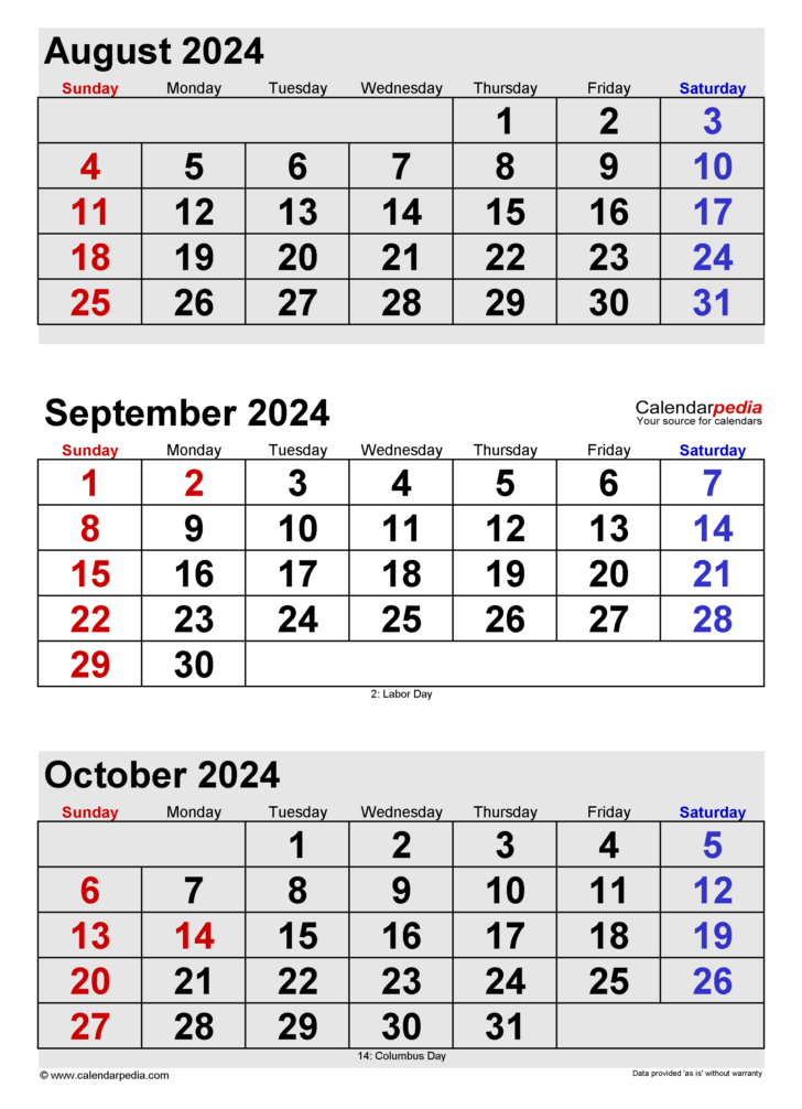 Calendar For September and October 2024