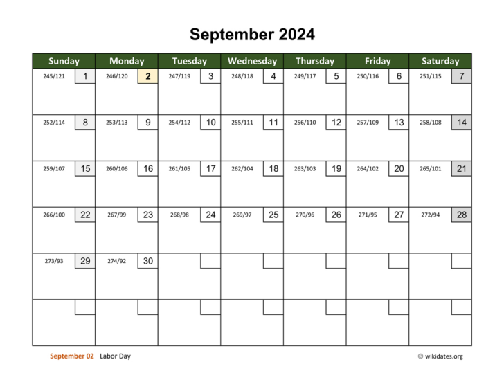 National Calendar Day September 2024