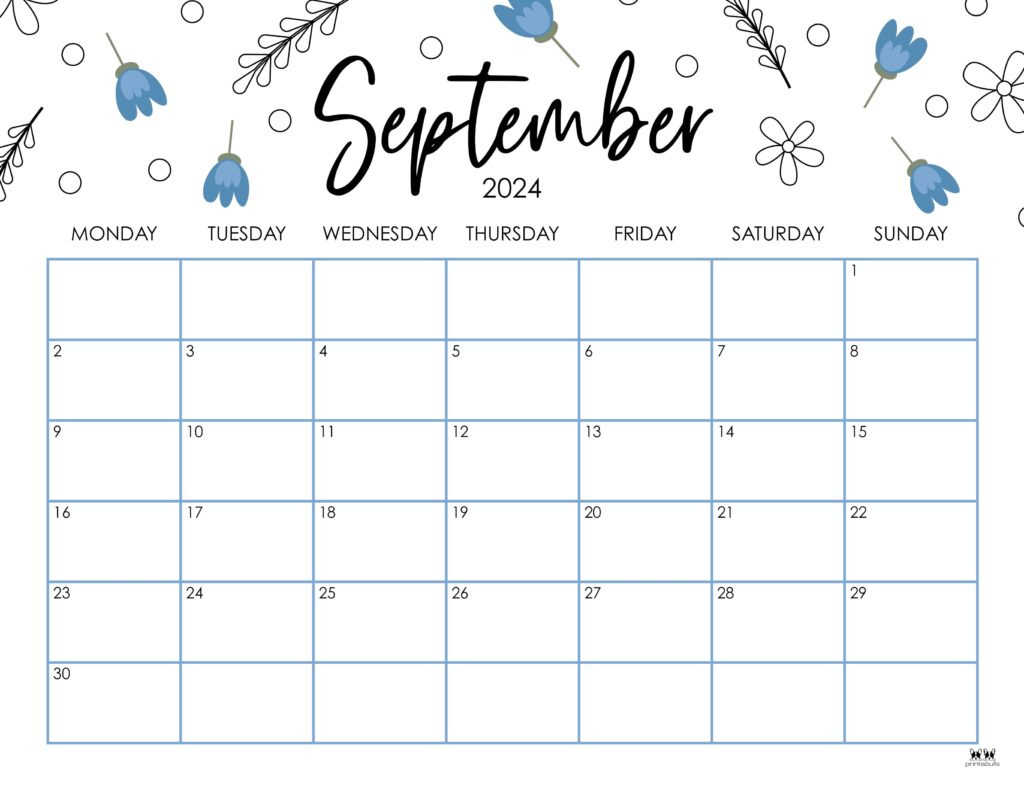 September 2024 Calendars - 50 Free Printables | Printabulls for Cute Calendar September 2024