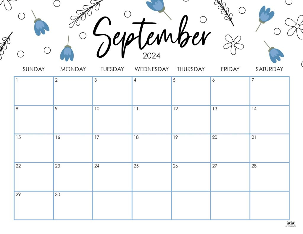 September 2024 Calendars - 50 Free Printables | Printabulls intended for Free Cute Printable Calendar September 2024