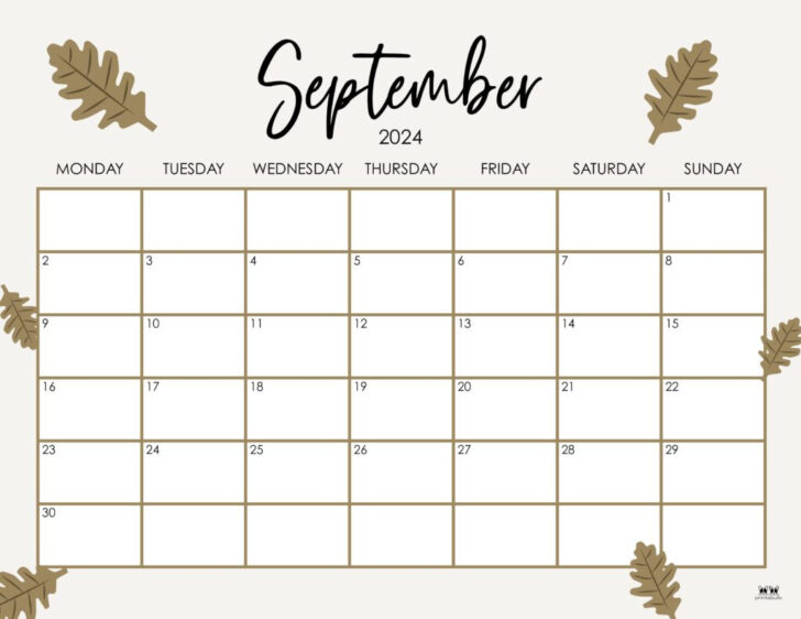 September 2024 Monthly Calendar Printable