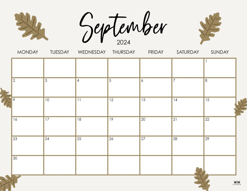 September 2024 Calendars - 50 Free Printables | Printabulls intended for September 2024 Monthly Calendar Printable