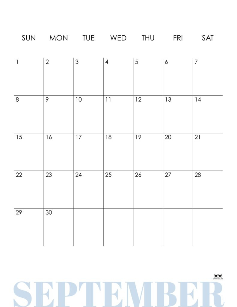 September 2024 Calendars - 50 Free Printables | Printabulls intended for Vertical September 2024 Calendar