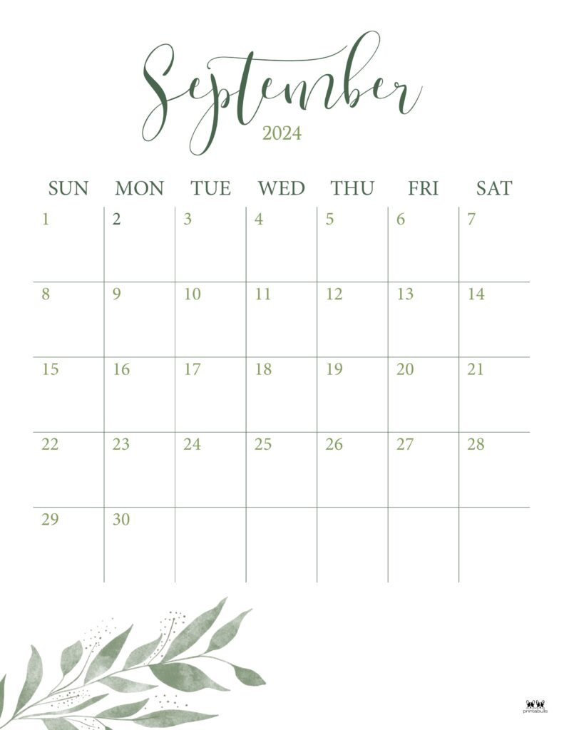 September 2024 Calendars - 50 Free Printables | Printabulls pertaining to September 2024 Calendar Aesthetic