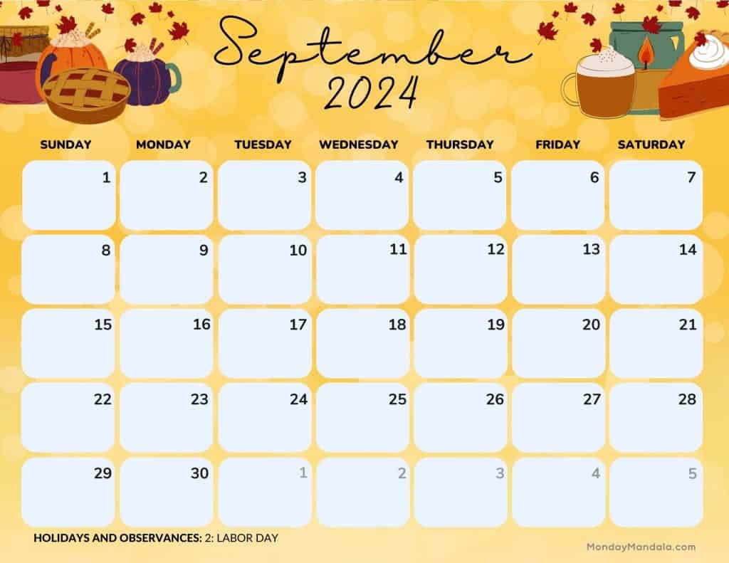 September 2024 Calendars (52 Free Pdf Printables) for Cute September 2024 Calendar Printable