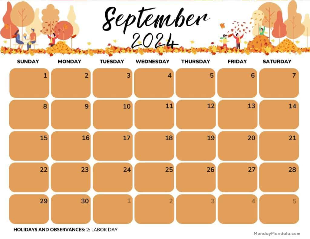 September 2024 Calendars (52 Free Pdf Printables) pertaining to September Fall 2024 Calendar