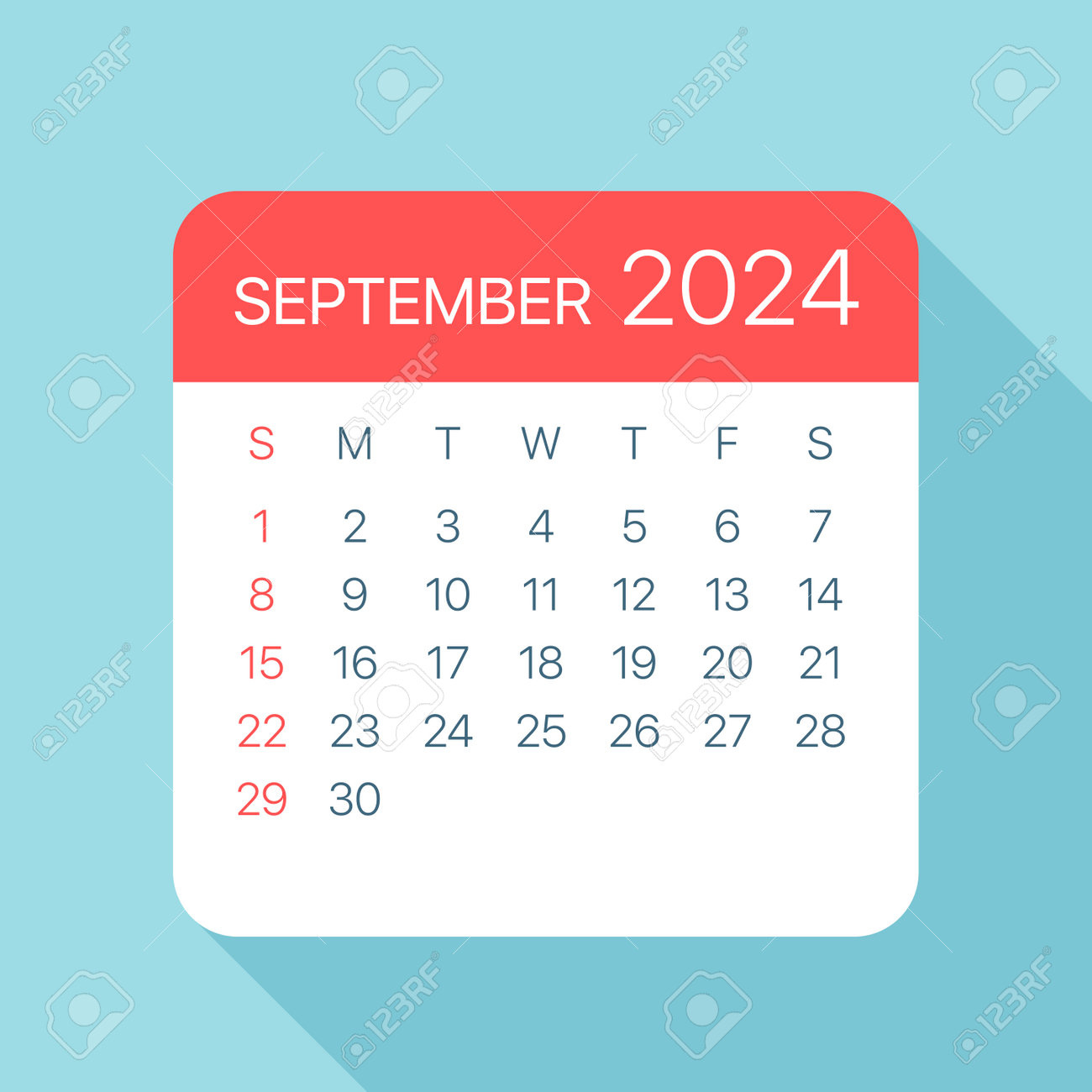 September 2024 Kalenderblatt-Illustrationsvektorgrafikseite with September 2024 Calendar Clipart