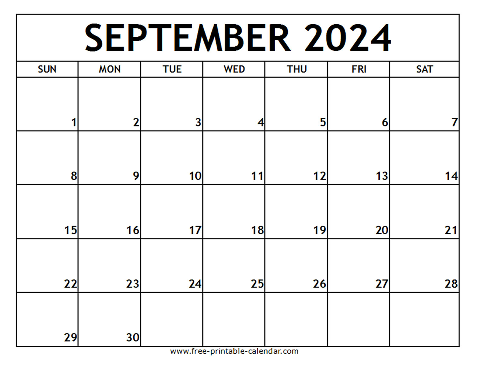 September 2024 Printable Calendar - Free-Printable-Calendar throughout September 2024 Calendar Free