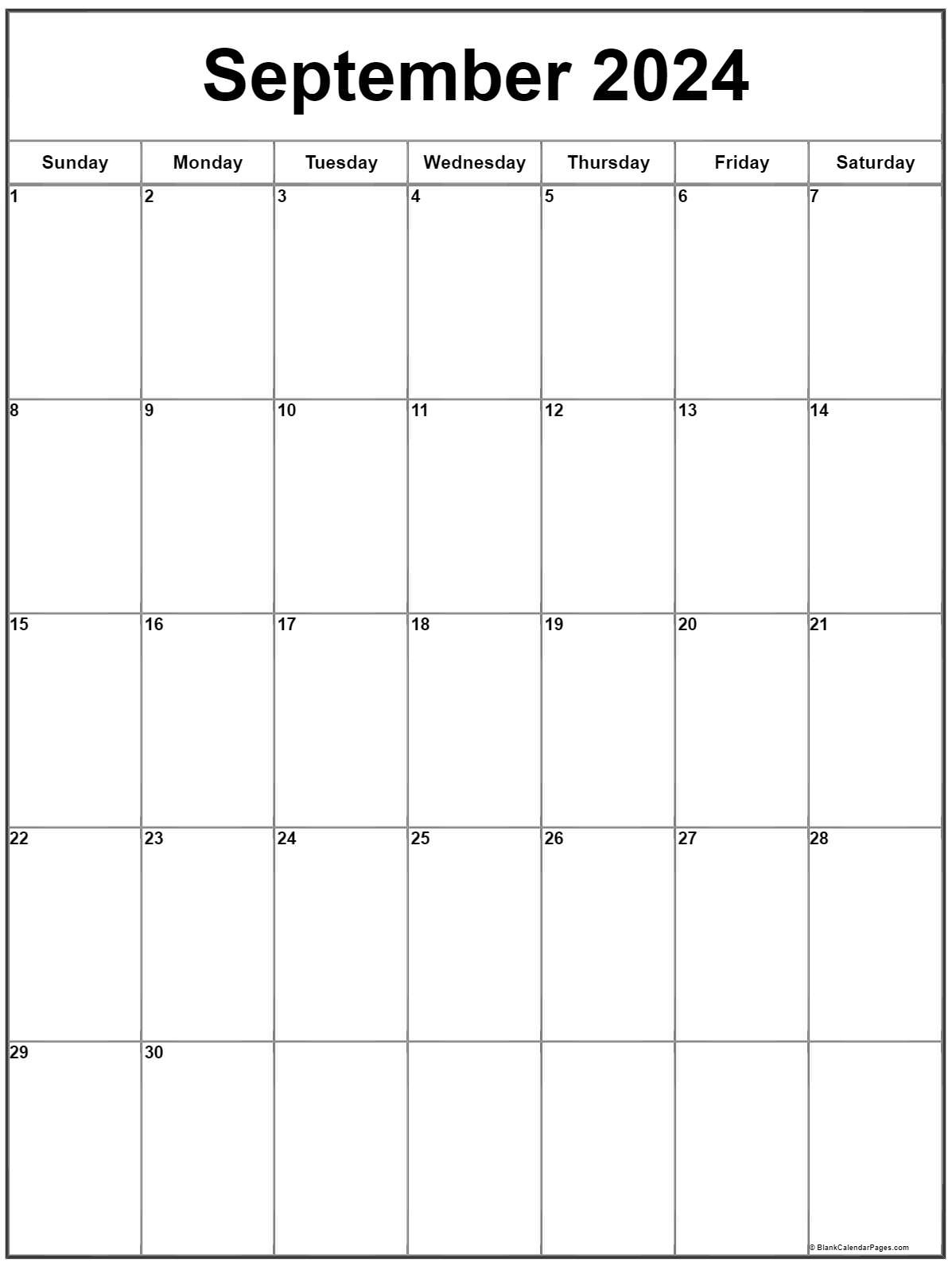 September 2024 Vertical Calendar | Portrait in September 2024 Calendar Printable Vertical