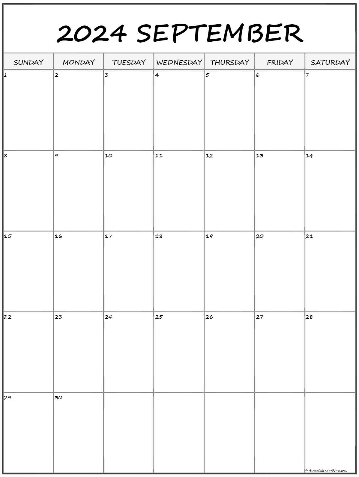 September 2024 Vertical Calendar | Portrait intended for Printable Calendar For September 2024