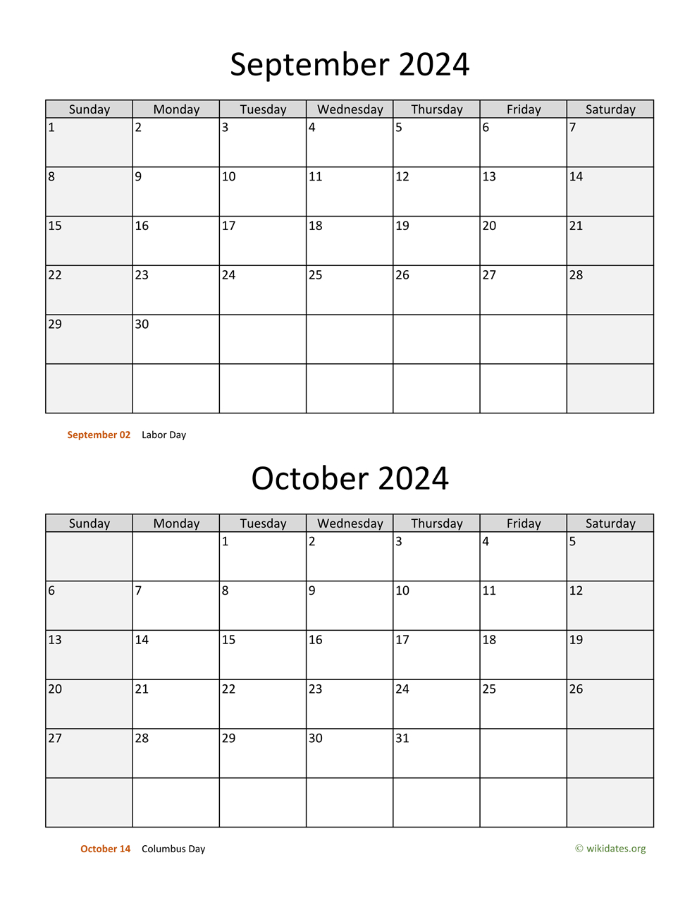 September And October 2024 Calendar | Wikidates pertaining to Calendar October 2024 To September 2024