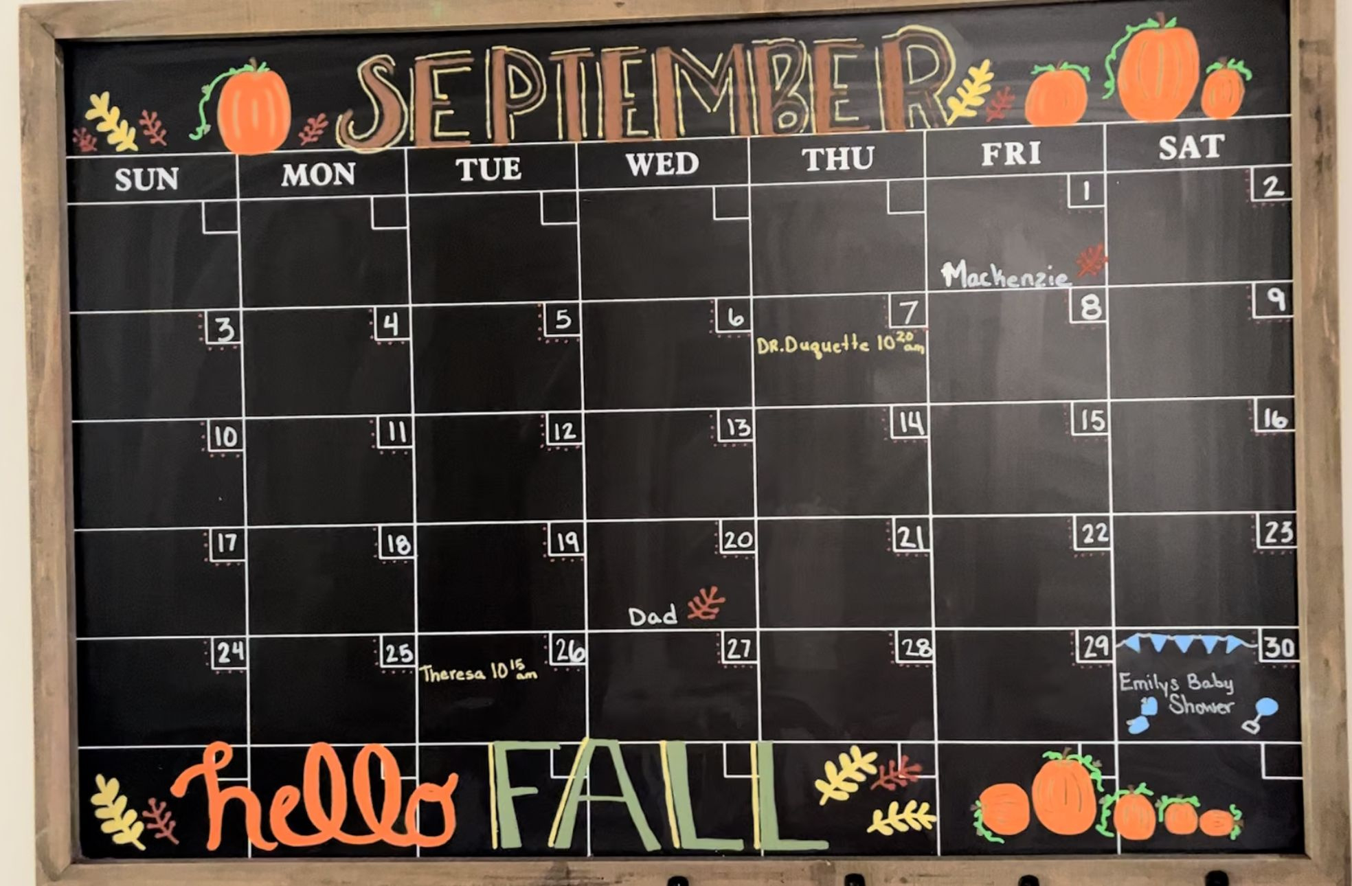 September Calendar with September 2024 Chalkboard Calendar Ideas