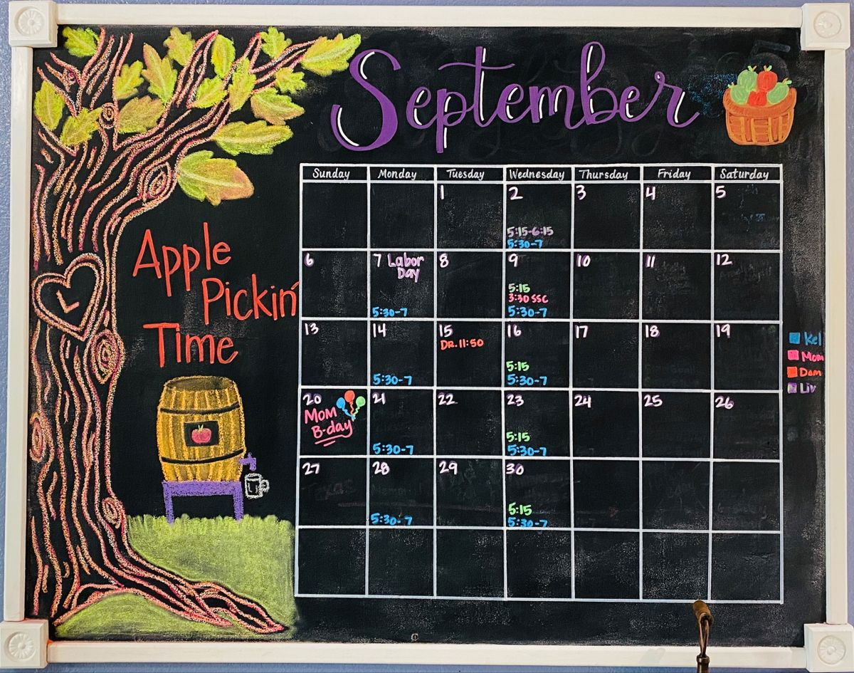 September Chalkboard Calendar 2020 with September 2024 Chalkboard Calendar Ideas