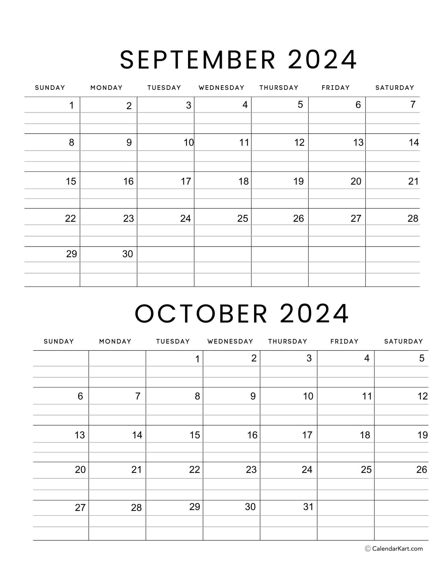 September October 2024 Calendar (5Th Bi-Monthly) - Calendarkart for Calendar September October November 2024