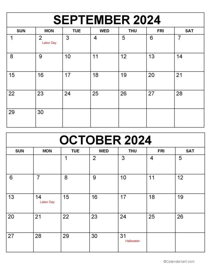 2024 September October Calendar