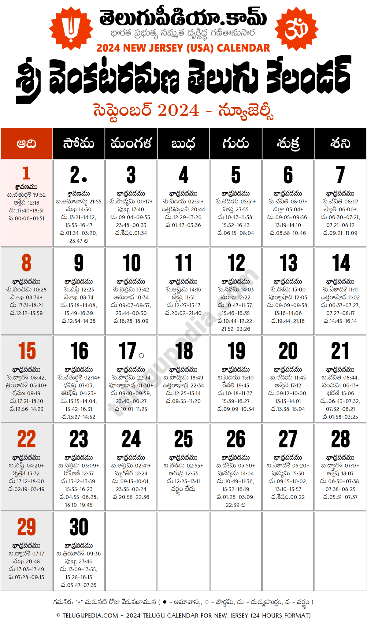 Telugu Calendar 2024 September New Jersey - Telugu Pedia intended for New Jersey Telugu Calendar September 2024