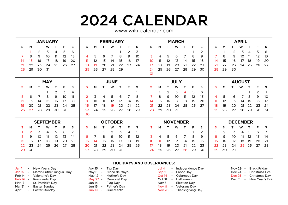 Year 2024 Calendar Printable With Holidays - Wiki Calendar pertaining to Wiki Calendar September 2024