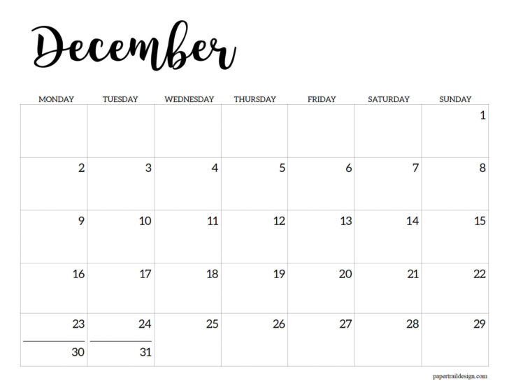 December 2024 Jan 2025 Calendar Printable