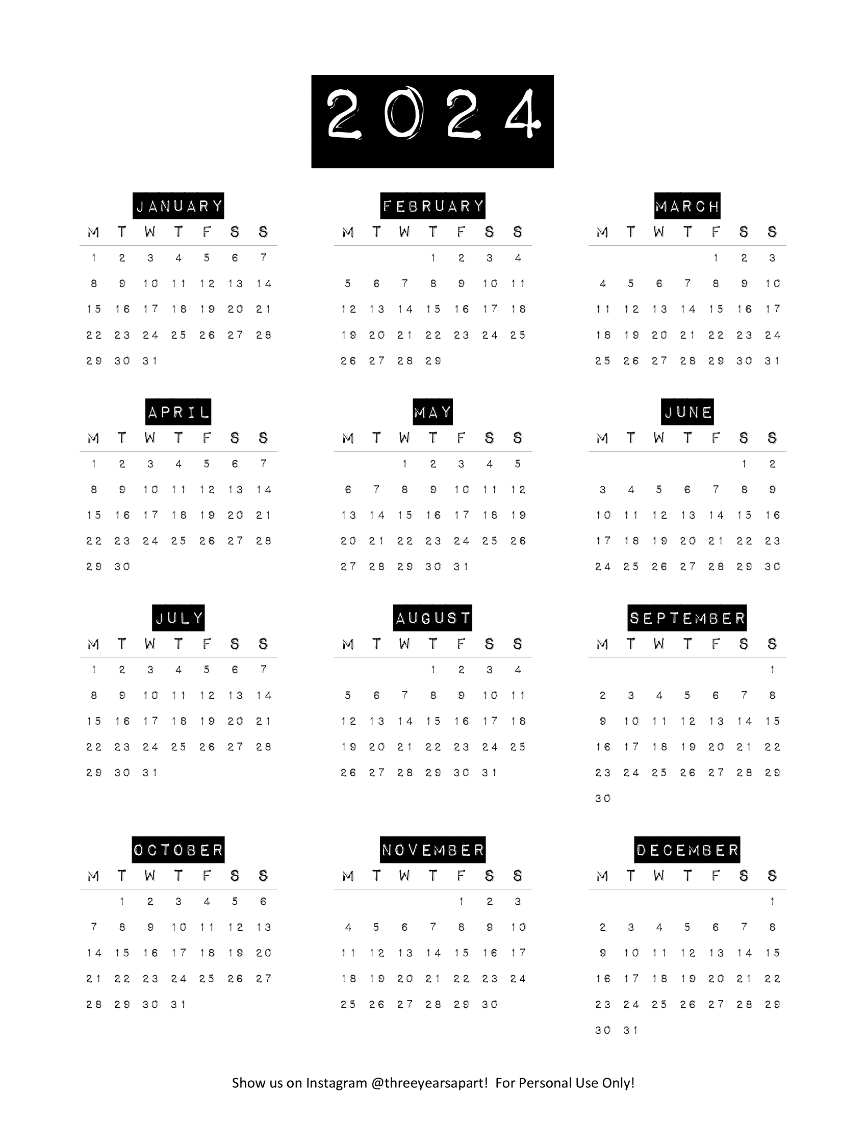 2024 Calendar Free Printable | Bullet Journal And Planner Free in December 2024 Bullet Journal Calender Printable