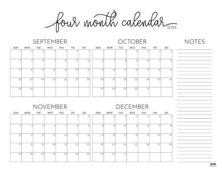 Calendar August-December 2024 Printable