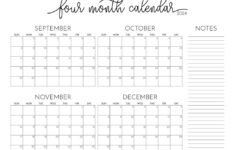 2024 Four Month Calendars – 18 Free Printables | Printabulls with August December 2024 Calendar Printable