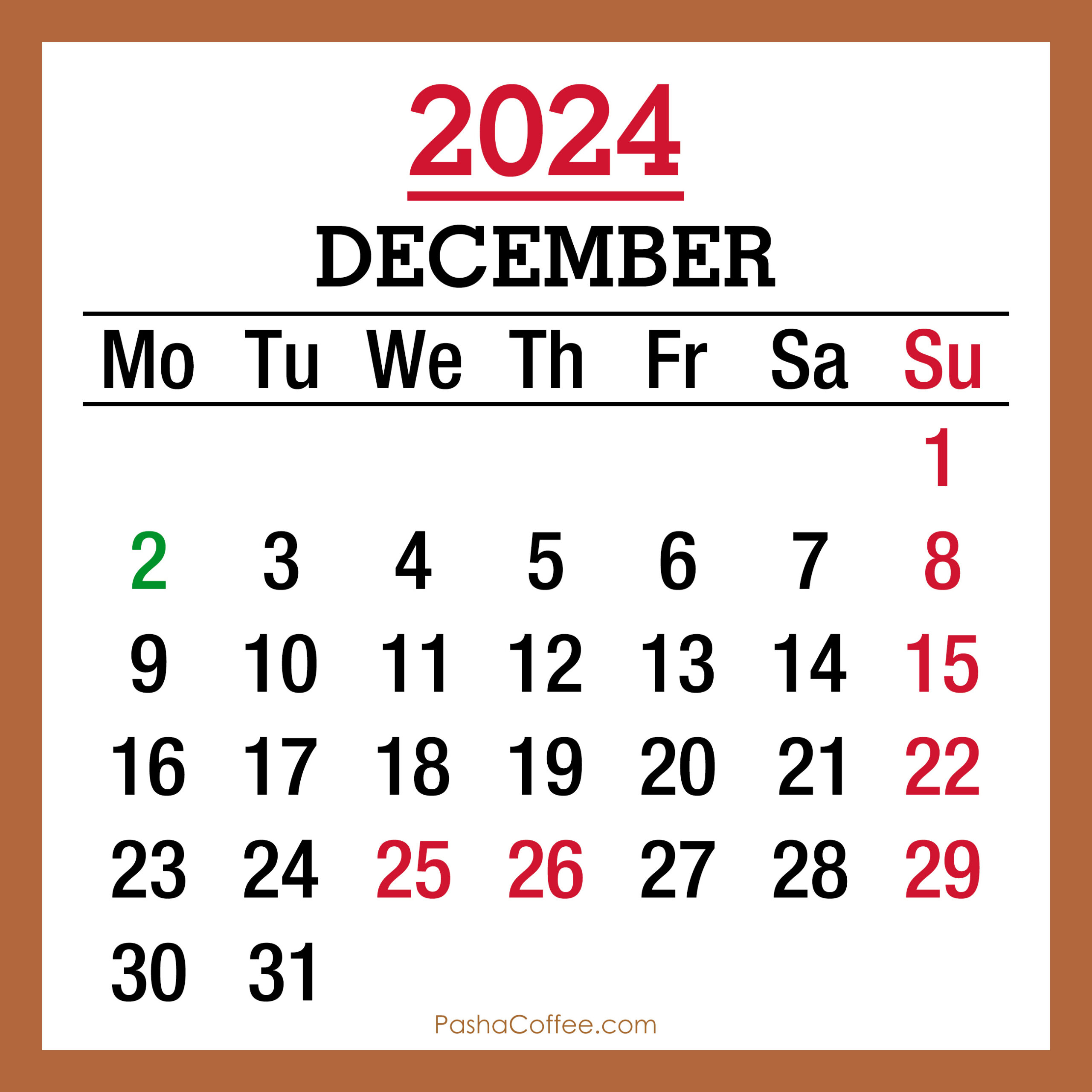 2024 Monthly Calendar With Uk Holidays – Page 4 – Pashacoffee in December 2024 Calendar Printable Uk