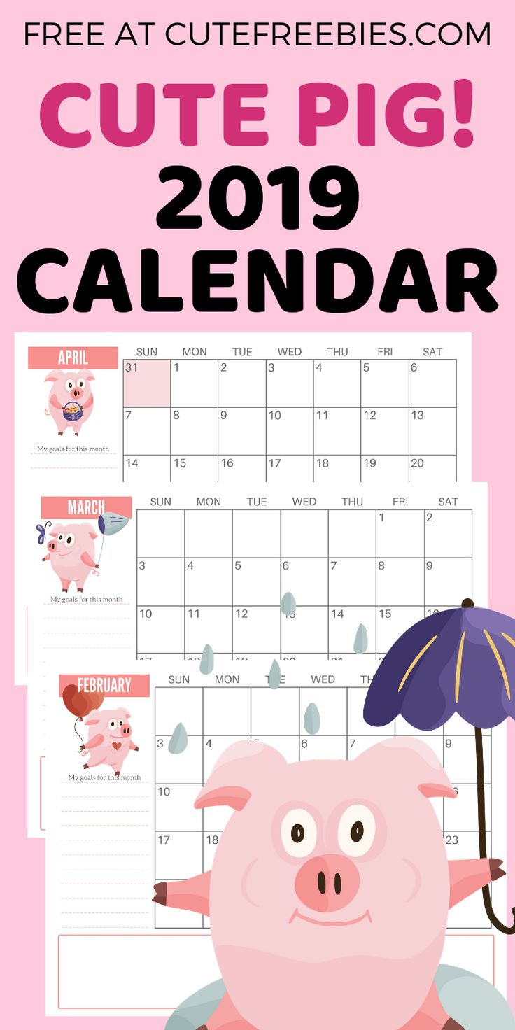 2024 Monthly Planner Calendar – Cute Pigs Free Printable - Cute inside 2024 December Calendar Printable Piglet